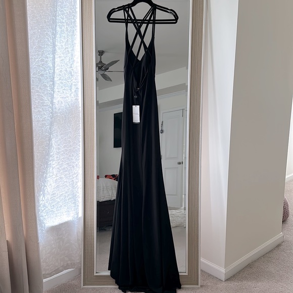 NWT ASOS club London Black Cross Over Baok Fishtail Maxi Dress - Picture 11 of 12